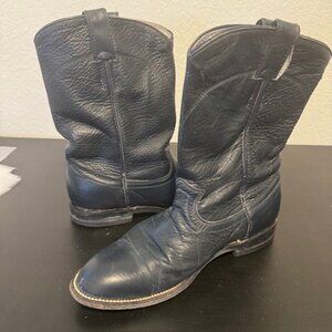VINTAGE Cowtown black‎ Leather Round Toe Roper Western Cowgirl Boots size 7.5